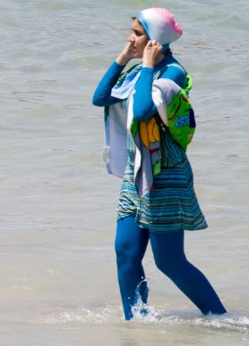 An example of a "burkini" often worn by Muslim and Arabic beach-goers.