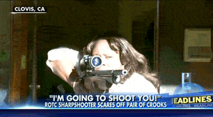 Female Former ROTC “Sharpshooter” With Rifle Chases Off Armed Robbers In Her Yard Featured