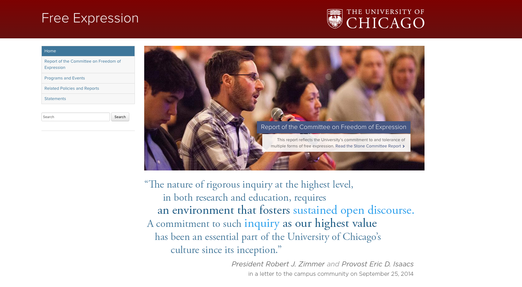 Webpage found in letter to incoming freshmen at the University of Chicago 