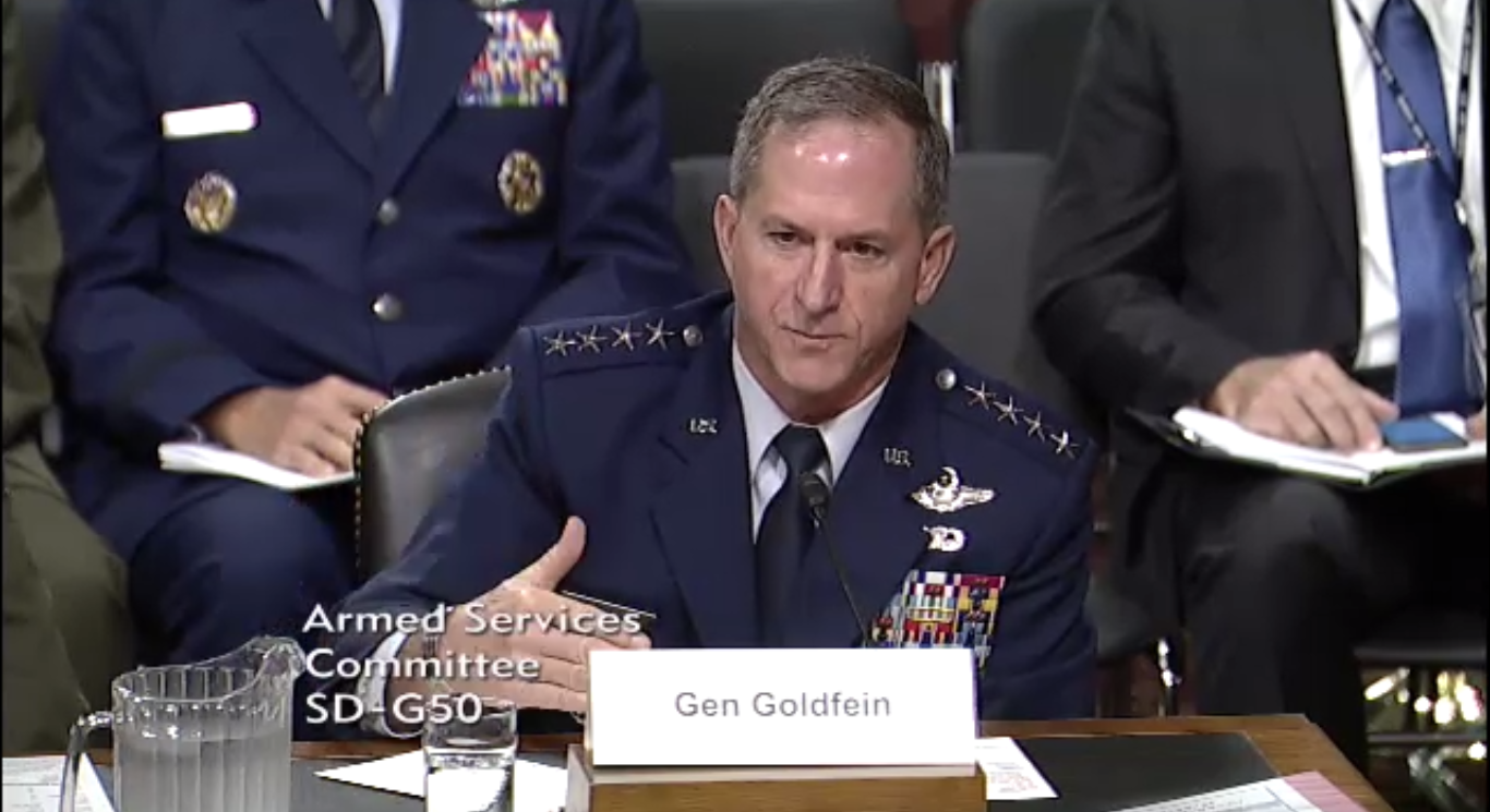 General Goldfien testifying before the Senate Armed Services Committee Thursday, September 15, 2016.