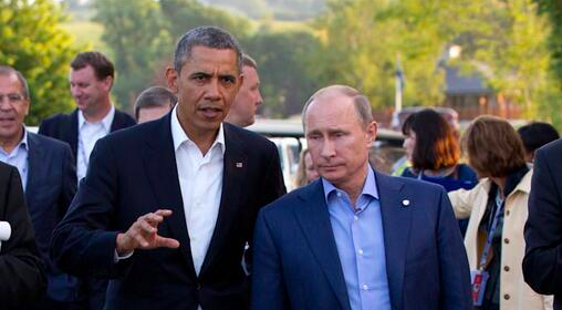 President Obama with Russian President Vladimir Putin.