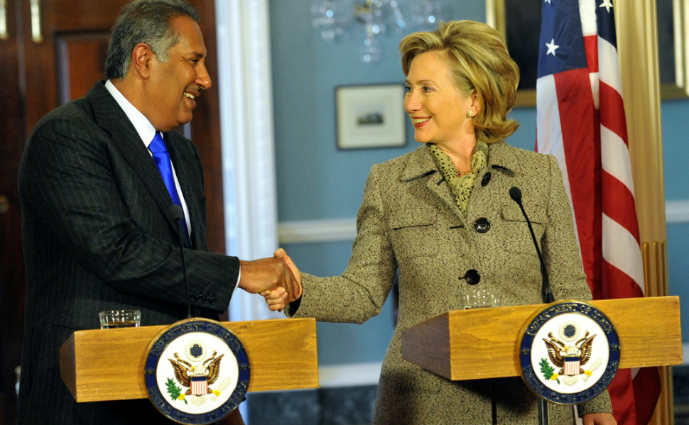 Hillary Clinton with the Qatari Foreign Minister during her time as Secretary of State.