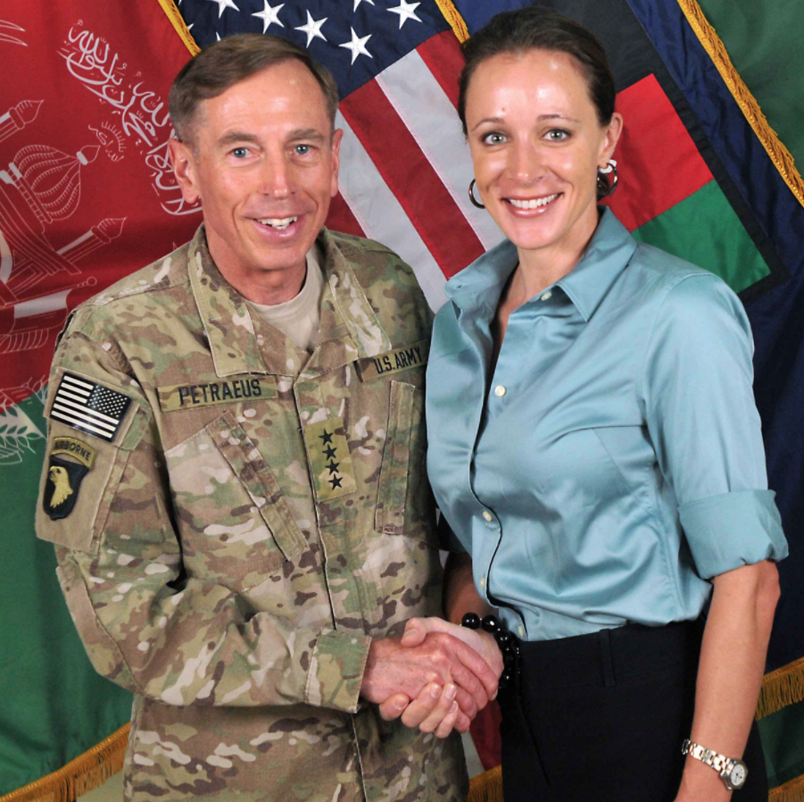 General David Petraeus with Paula Broadwell, his biographer and mistress who he shared classified info with.