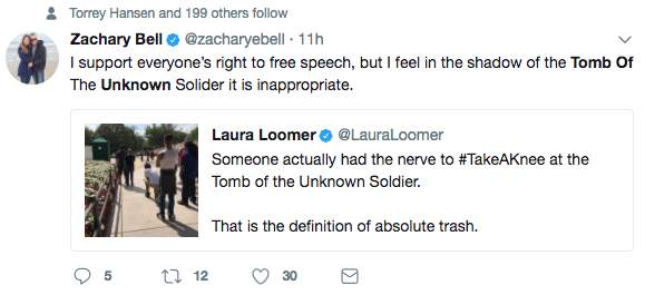 Picture of man kneeling during taps at Tomb of the Unknown Soldier is sparking outrage following NFL protests Screen Shot 2017 09 28 at 10.08.50 AM - Picture of man kneeling during taps at Tomb of the Unknown Soldier is sparking outrage following NFL protests