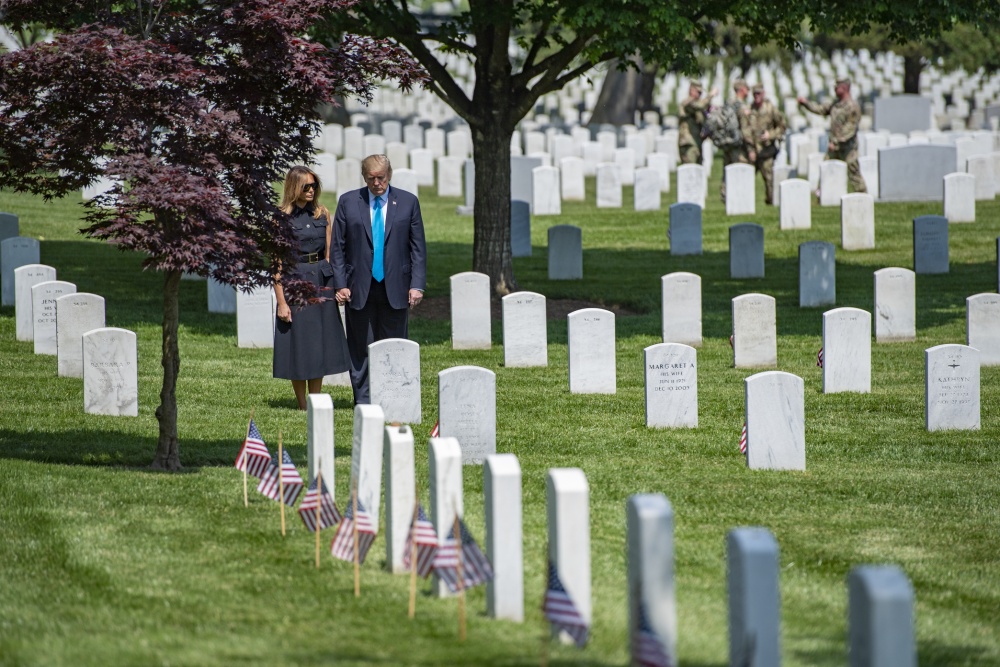 VIDEO: Trump places flags at Arlington National Cemetery during ...