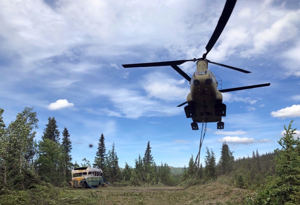 Video: Alaska National Guard Chinook airlifts 'Into the Wild' bus from ...