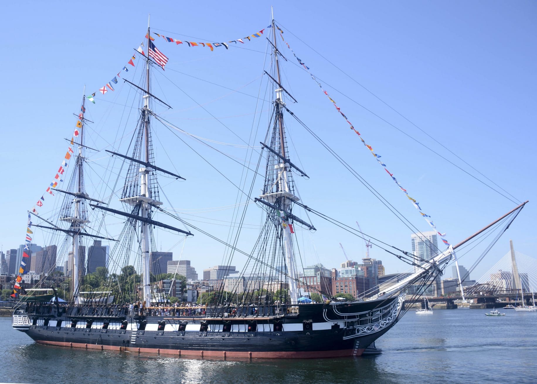 USS Constitution celebrates its 222nd birthday with a 21 gun salute at