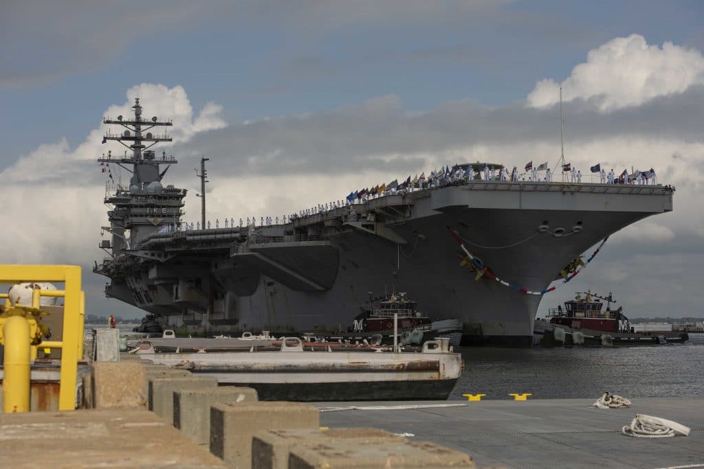 Record Pics: USS Eisenhower aircraft carrier returns home from record 206 days at sea