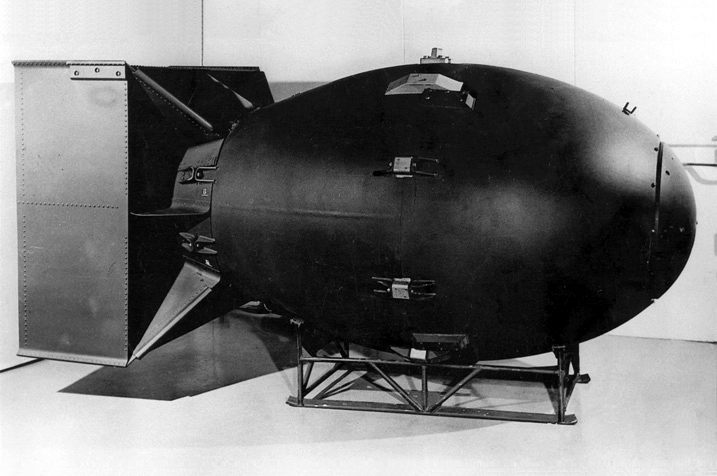 Photo of the "Fat Man" nuclear bomb dropped on Nagasaki