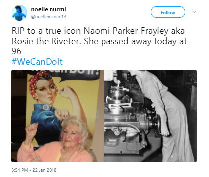 Noelle Nurmi - Woman who inspired 'Rosie the Riveter' dies at 96