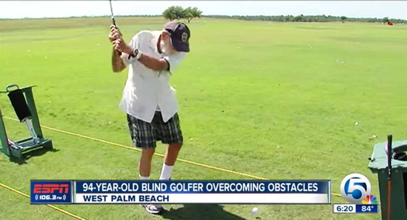 (VIDEO) Blind 94 Year-Old WWII & Korean War Veteran Picks Up A New Sport…Golf! Featured