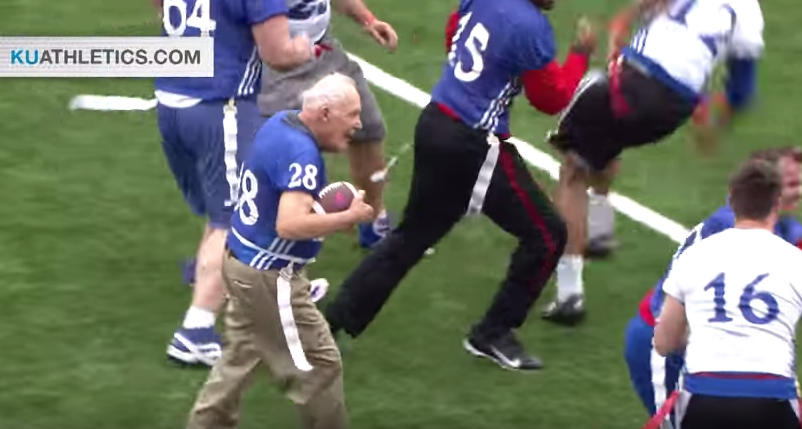 (WATCH) WWII Vet Rumbles For A Football Touchdown Featured
