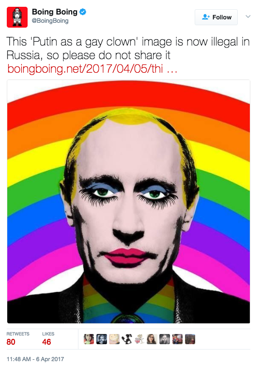 Tyrannical Russia Bans Sharing Of Image That Makes Putin Look Gay