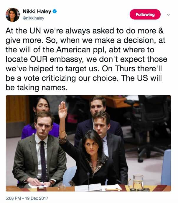 Screen Shot 2017 12 20 at 9.12.21 AM - Nikki Haley unleashes her two most savage tweets yet