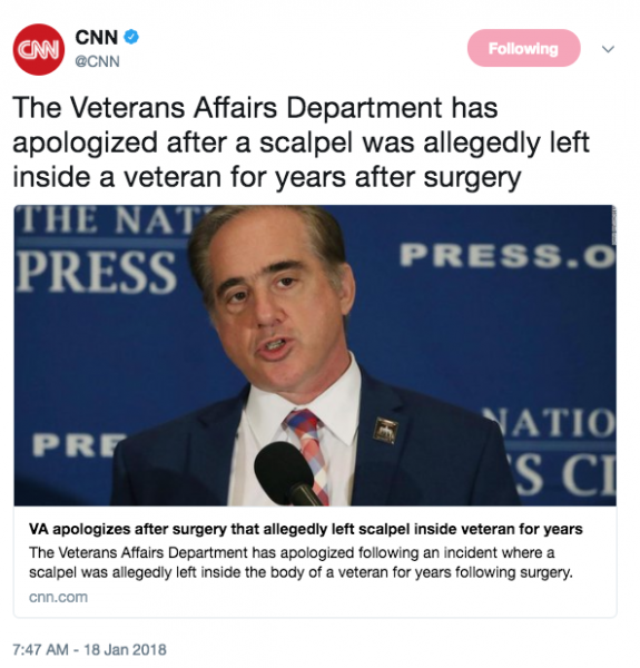 VA says 'deeply sorry' for leaving scalpel inside veteran for 4 years