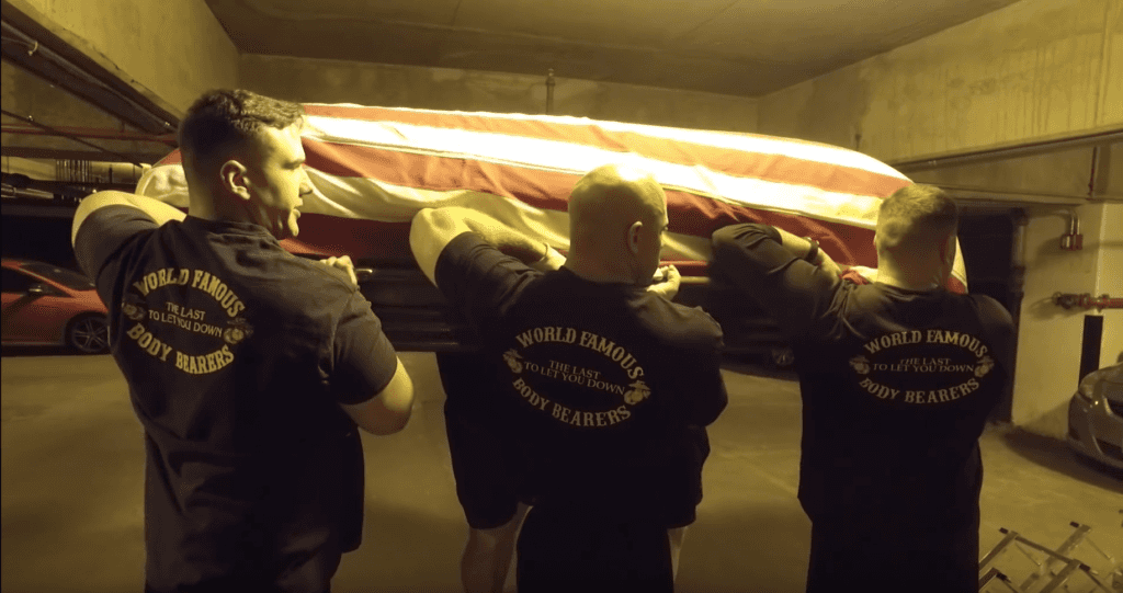 Watch the training and daily life of a Marine Corps body bearer