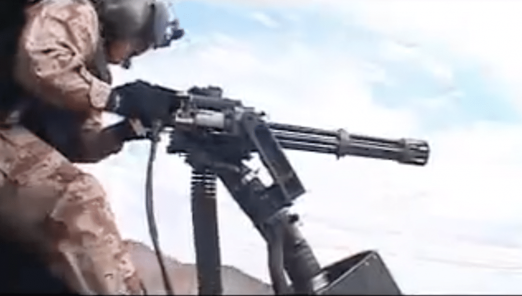 Lighting them up Helicopter minigun in action (VIDEO)