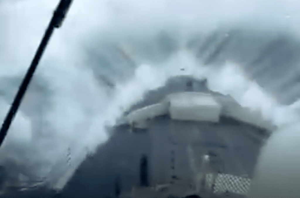 Watch This Massive Rogue Wave Nearly Submerge This Vessel