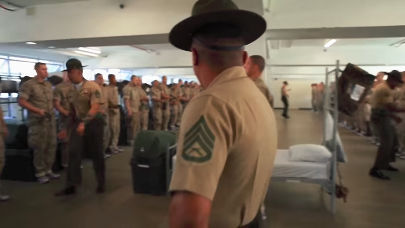 Watch as new US Marine Corps recruits meet their newly