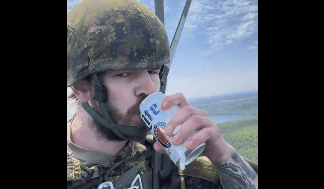Video: Canadian paratrooper drinks beer during jump, now under investigation
