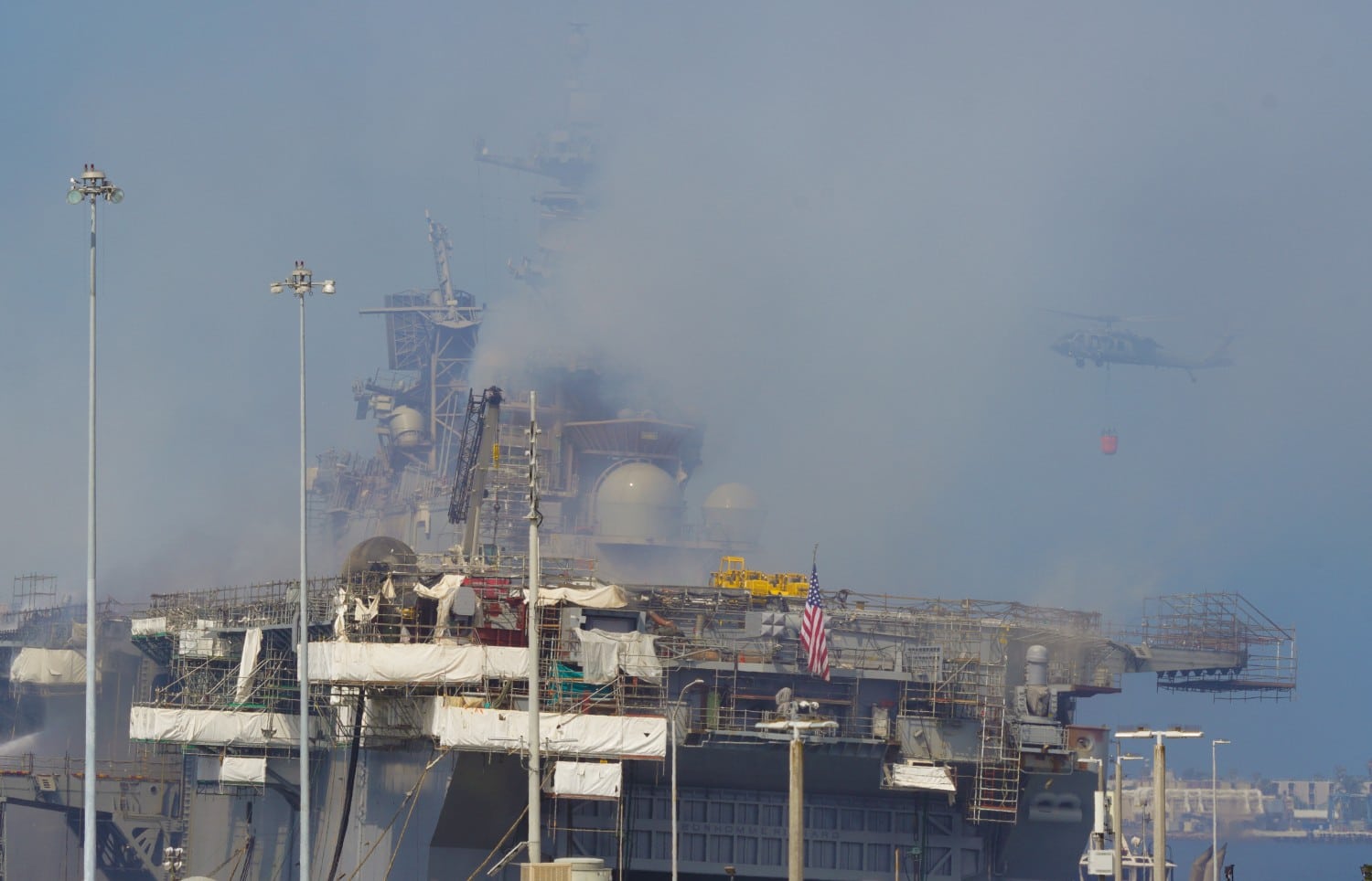 Smoke from burning Navy ship in San Diego triggers health concerns ...