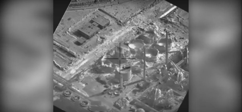 Watch airstrike destroy ISIS IED making facility & chemical munitions plant