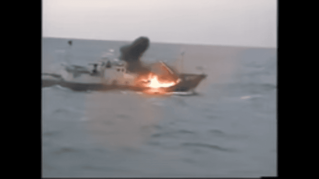 Footage of North Korean spy ship sunk by Japan in 2001 American
