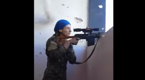 (VIDEO) Kurdish YPJ sniper laughs after sniper fire misses her head by inches Featured