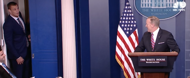 Patriots Player Rob Gronkowski Crashes White House Press Briefing Featured