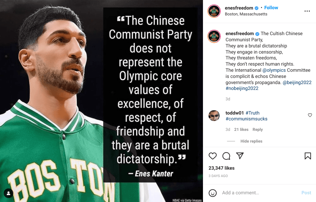 NBA Player Enes Kanter Accuses Nike of Using Uyghur 'Slave Labor