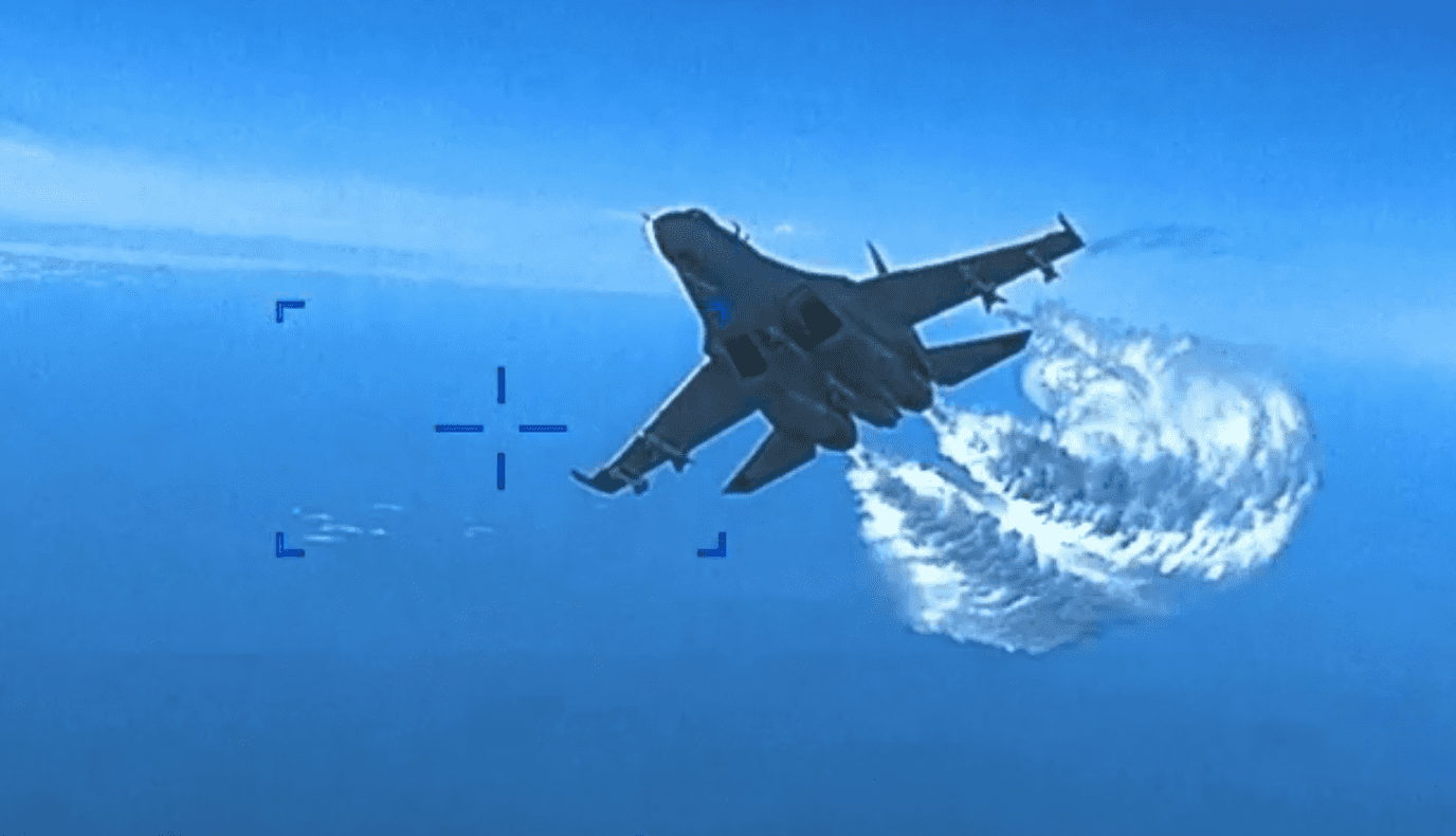 Video: Pentagon releases footage of Russian jets dumping fuel on, crashing US drone