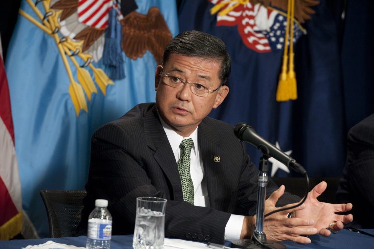 Secretary of Defense Leon E. Panetta holds a joint press conference with Secretary of Veterans Affairs, Erik Shinseki at the U.S. Veterans Affairs Building in Washington D.C. Dec. 6 2012. Panetta and Shinseki met prior to the press conference to discuss ways to help facilitate veteran disability claims as well as the new transition assistance programs. DoD photo by Erin A. Kirk-Cuomo (Released)